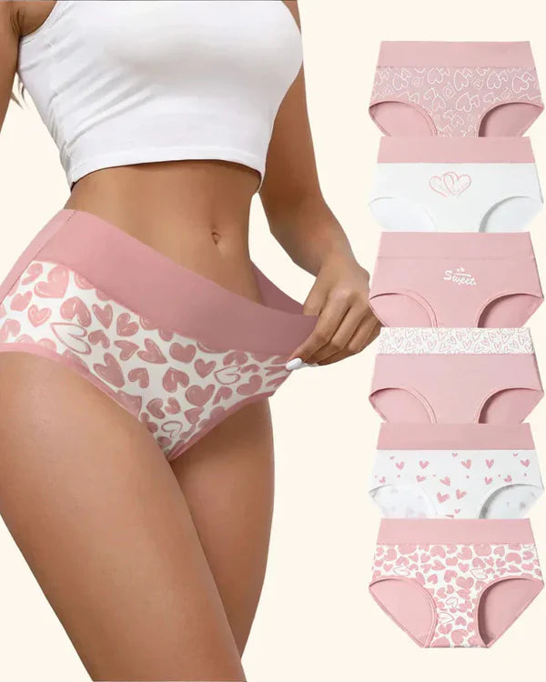 Bragas de mujer de algodón suave y elástico con estampado de corazones  -PACK 4 -50% dESCUENTO