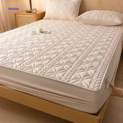 Protectora de Colchon antifluido Comfortora™ | Impermeable, antibacteriana y transpirable, Premium - Viene con Fundas y 50% OFF