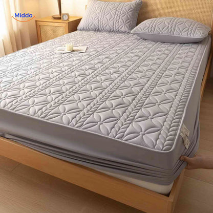 Protectora de Colchon antifluido Comfortora™ | Impermeable, antibacteriana y transpirable, Premium - Viene con Fundas y 50% OFF