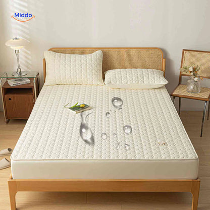 Protectora de Colchon antifluido Comfortora™ | Impermeable, antibacteriana y transpirable, Premium - Viene con Fundas y 50% OFF