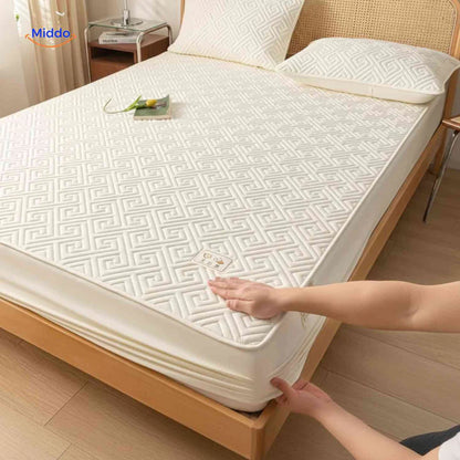 Protectora de Colchon antifluido Comfortora™ | Impermeable, antibacteriana y transpirable, Premium - Viene con Fundas y 50% OFF