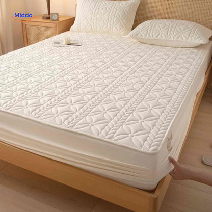 Protectora de Colchon antifluido Comfortora™ | Impermeable, antibacteriana y transpirable, Premium - Viene con Fundas y 50% OFF