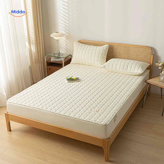 Protectora de Colchon antifluido Comfortora™ | Impermeable, antibacteriana y transpirable, Premium - Viene con Fundas y 50% OFF